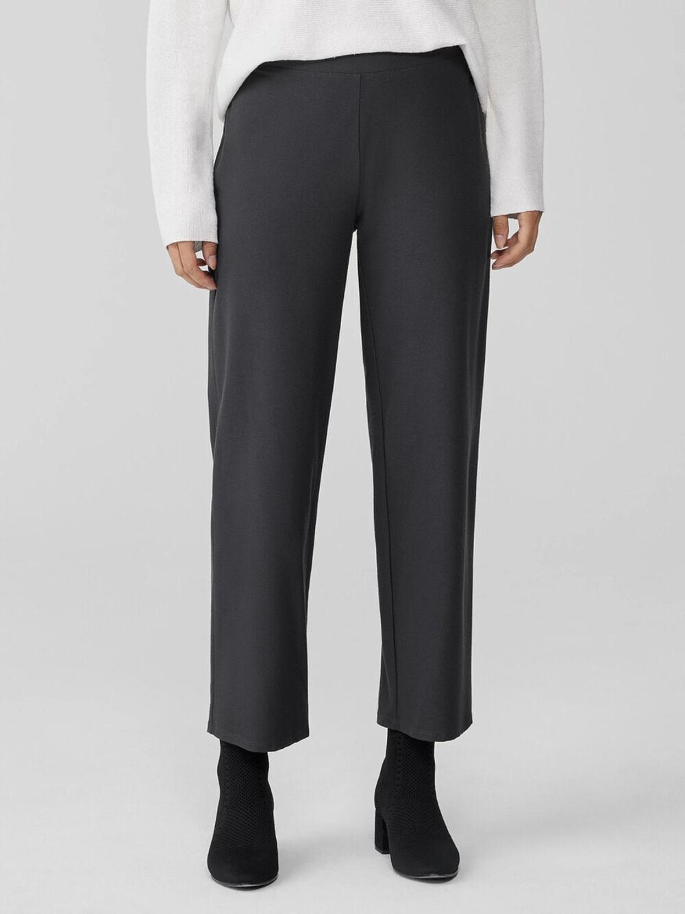 Eileen Fisher Washable Stretch Crepe Straight Pant Size XS in Charcoal Gray